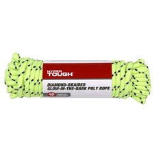 Hyper Tough 1/4 inch Glow-in-Dark Polypropylene Diamond-Braid Rope, 50 feet