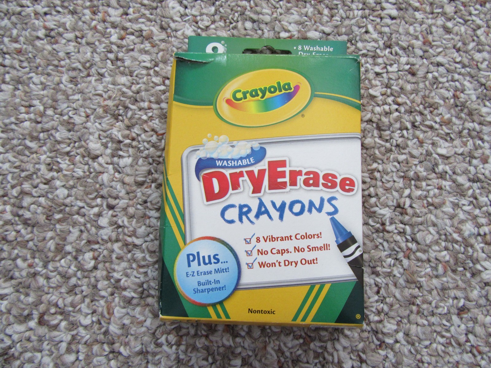 NEW 8 Crayola Washable Dry Erase Crayons w/ E-Z Erase Mitt &