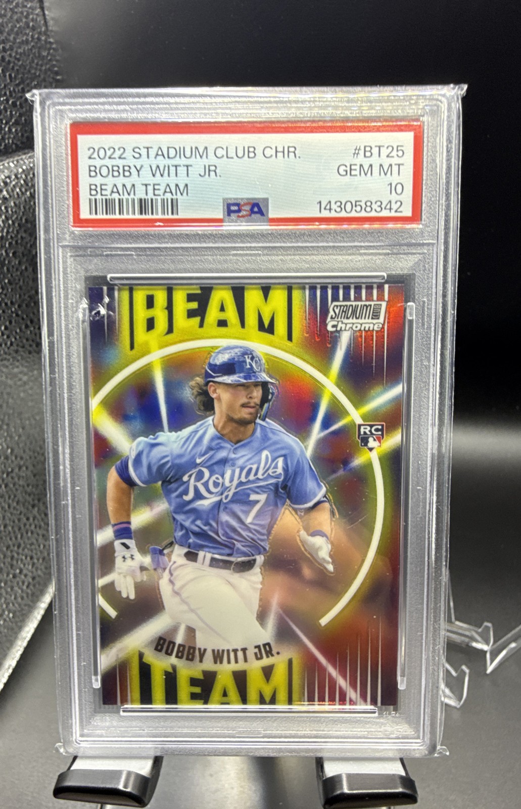 Bobby Witt Jr. #BT-25 Baseball Cards 2022 Stadium Club Chrome Beam Team trading card — raw and PSA graded price guide