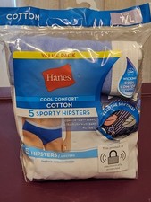 Hanes Womens 5 Pack Sporty Hipster Panties Sz 7/L Cool Comfort Cotton Brand New