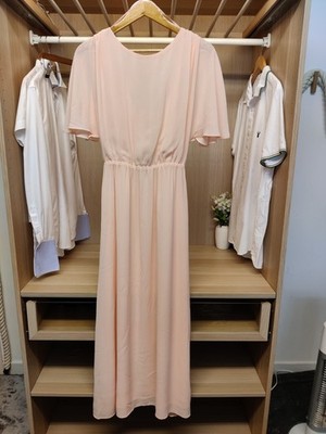 Mango MNG Damen-Maxikleid Größe Small pfirsichfarben Engelsärmel Anlass Hochzeit neu mit Etikett