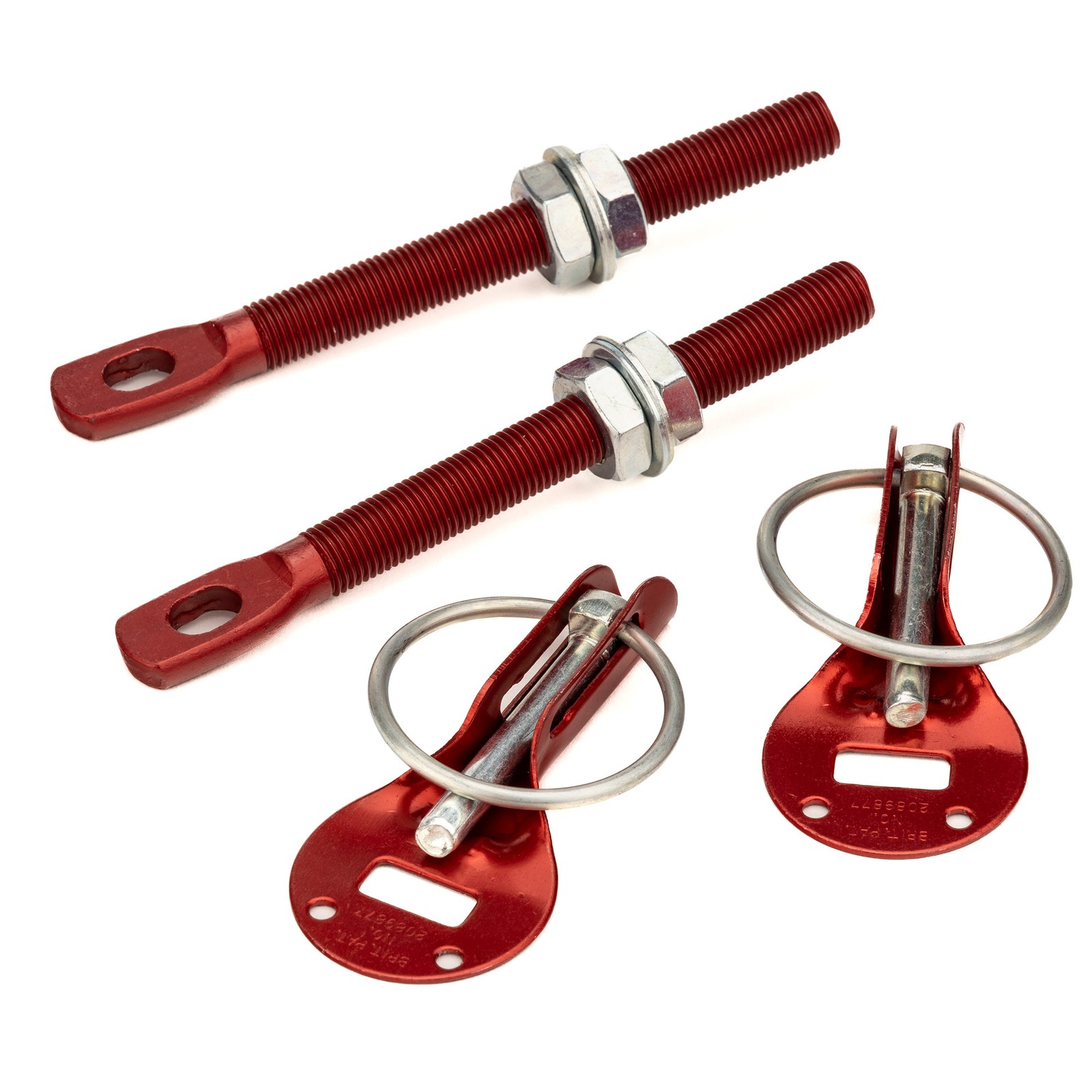 Quick Release Aluminium Bonnet Pins (Pair) - Red - Race / Rally / Motorsport