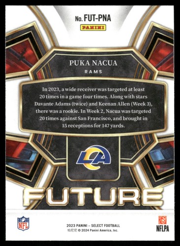 2023 Panini Select #FUT-PNA Puka Nacua Future Los Angeles Rams - Picture 2 of 2