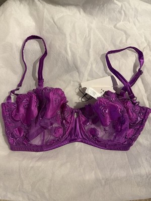 Authentic Fluer du Mal 32G Rose Logo embroidery Balconette New With tag