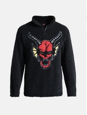 Netflix Stranger Things Men's Faux Shearling Quarter-Zip Jacket NWT Size S