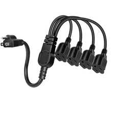 1 to 4 Power Extension Cord Y Splitter 3 Prong Heavy Duty Indoor Outdoor Cable O