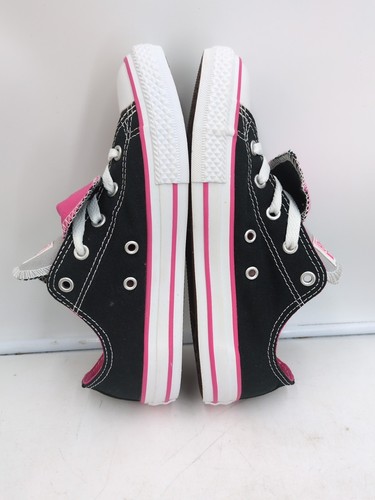 Converse Kids Chuck Taylor Double Tongue Oxford Low Top Sneakers Black Pink Sz 3 - Picture 3 of 13