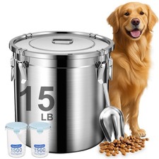Newget 15lb Airtight Stainless Steel Dog Food Storage Container with Scoop ...