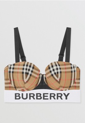Authentic NEW BURBERRY Logo Women's BETHANY Beige Check Bra Bikini