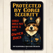 Corgi Security Sign tri-color protected by dog metal handmade outdoor yard art
