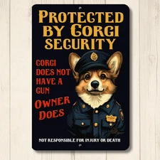 Corgi Security Sign tri-color protected by dog metal handmade outdoor yard art