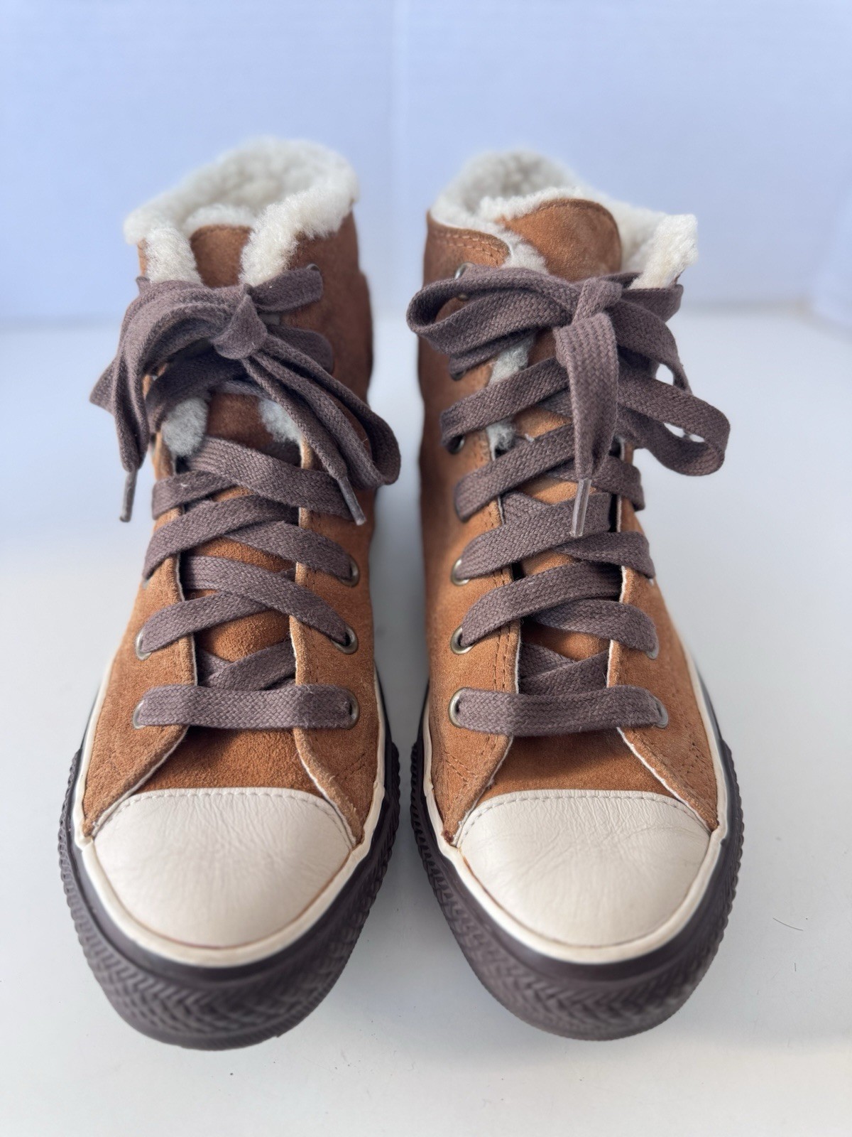 converse all star tan leather suede lined lace up sneakers shoes women’s size 7 thumbnail 3