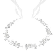 Silver Wedding Headband for Women, Flower Girl Headpiece Hair Accessory,