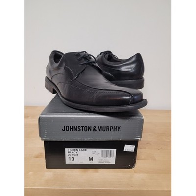 Johnston & Murphy Shoes Mens 13 Black Leather Tilden Lace Oxford 20-0531