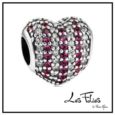 Charm Herz Strass Weiß Rot aus Silber 925 - Les Folies