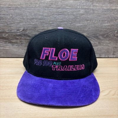 Vintage Floe Hat Cap Snap Back Black Purple Suede Brim Pro 100 Plus 90s