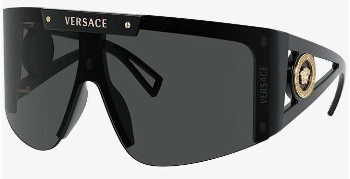 Versace VE 4393 GB1/87 Black Plastic Shield Sunglasses Grey  display picture 3