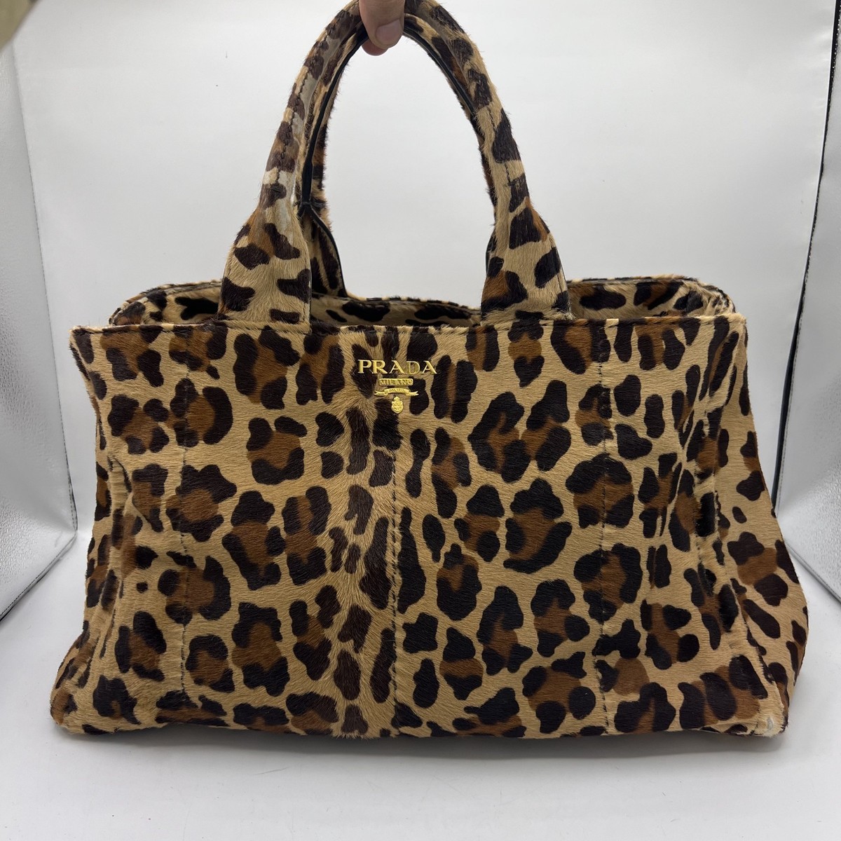 Vintage Prada Cavallino Leopard Print Calf Hair Tote Bag 180 | eBay