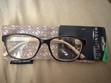 Foster Grant Magnivision 1.50 Reading Glasses Black Plastic Rectangle Clear