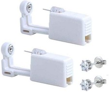 2 Pack Self Ear Piercing Gun Earring Disposable 6 Piece Set, White