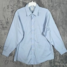 Brooks Brothers Blue Dress Shirt Mens 16.5 34 Button Up Slim Pocket Non Iron