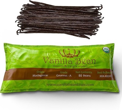 50 Organic Madagascar Vanilla Beans.Whole Grade a Vanilla Pods for VanillaExtr