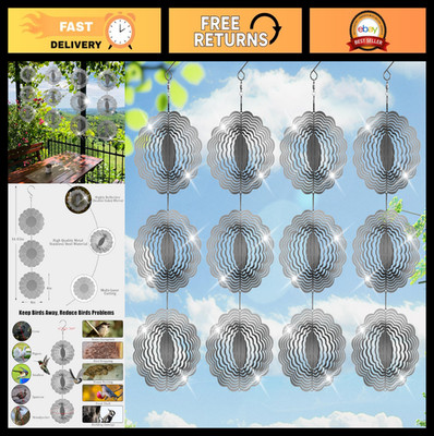 Reflective Stainless Steel Bird Deterrents - 3D Wind Spinners for Patio & Yard