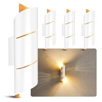 4X Wandleuchte Vyra Line Weiß Up & Down Mit G9 Led 3W Warmweiß Dimmbar Wandlampe