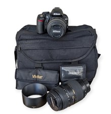 Nikon D3100 DSLR Black Digital Camera 14.2 MP Accessories 2 Lenses Tested Works