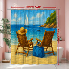 Beach Themed Shower Curtain for Coastal Decor