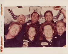 STS-41G Challenger Crew Portrait in Orbit Sally Ride 1984 - Original NASA Photo