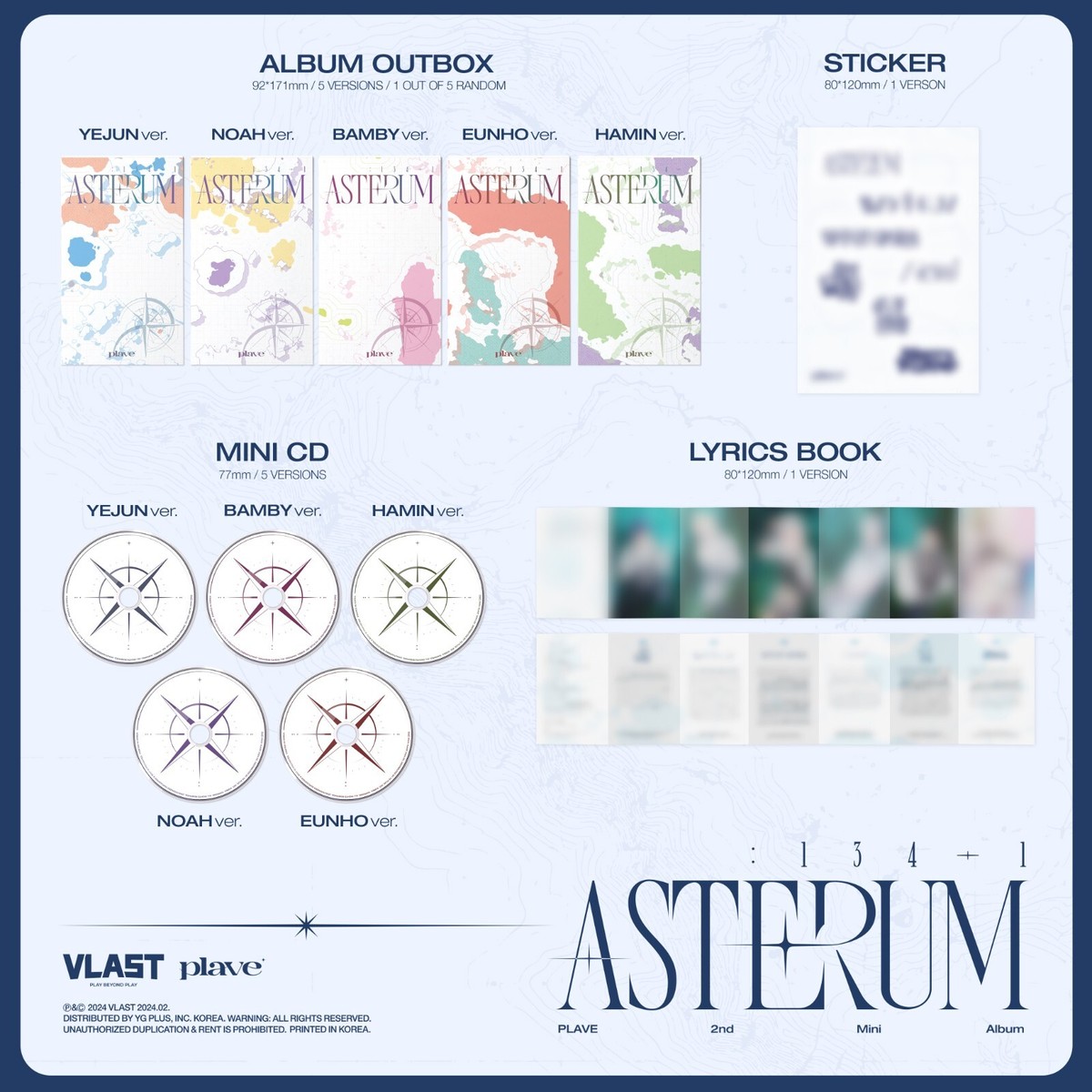 PLAVE 2nd Mini Album ASTERUM : 134-1 Random Ver. Mini CD+Lyrics+P