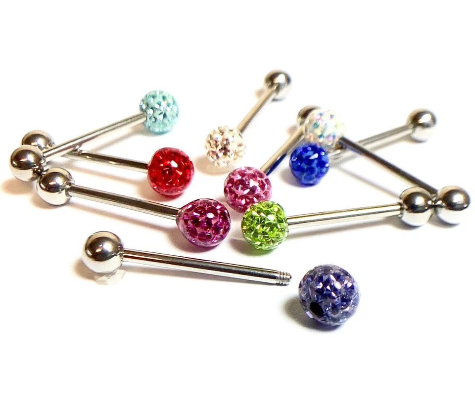 Anillo Tounge Lengua Bola Gema Ferido Recubierto de Epoxi - ¡Las gemas NO SE PUEDEN caer! Foto 2 de 3