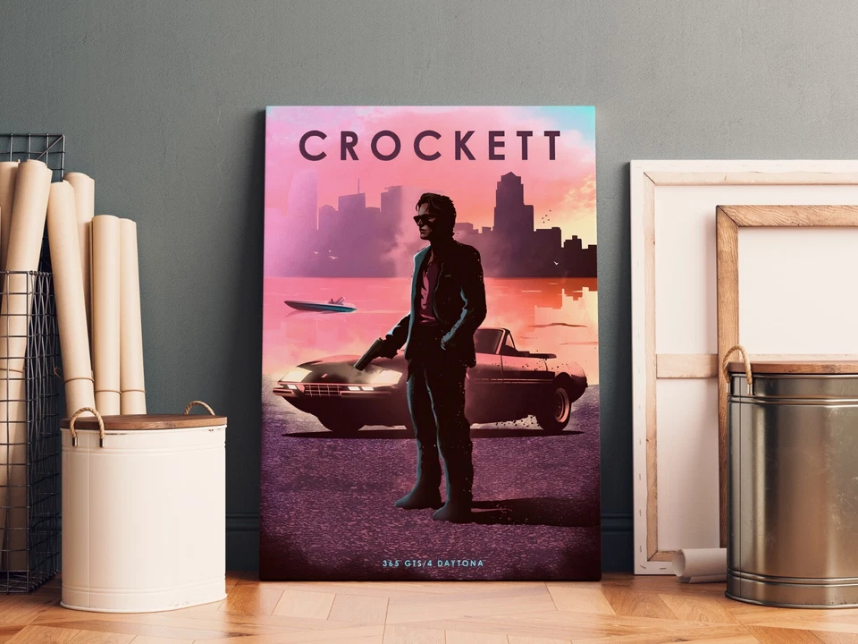 Miami Vice - Crockett y bañeras icónicas de lona retro con marco 12x16 pulgadas Foto 2 de 3