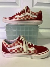 Vans Off The Wall Red/White Checkered Skate Sneakers Shoes Size 6 Lace Up