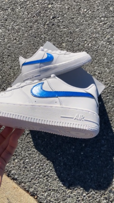 【クリーニング済み】Nike Air Force 1 ホワイト/ブルー 27.5 Nike Air Force 1 Custom 