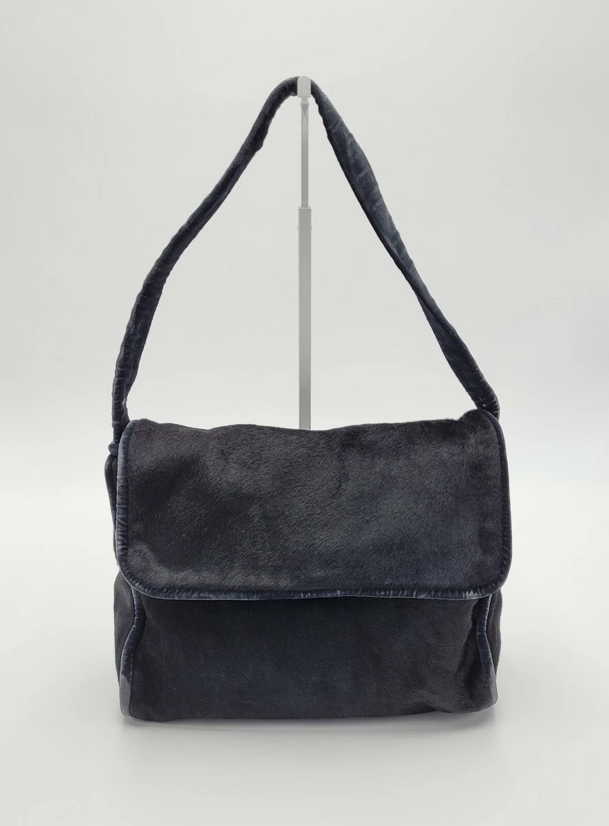 Giorgio Armani Le Collezioni Redwall Black Hair On Hide Leather Handbag Flap Bag