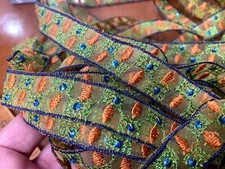 embroidered trim metallic hand sewn 1/2" sequins glass beads 1yd