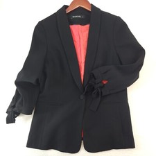 Women s Black Blazer Coat Size 8 Tie Sleeve Minimalist Chic Designer Jacket