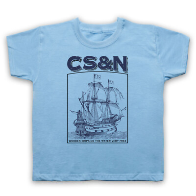 CROSBY STILLS & NASH CSN INOFFIZIELLES HOLZSCHIFFE ROCK KINDER T-SHIRT