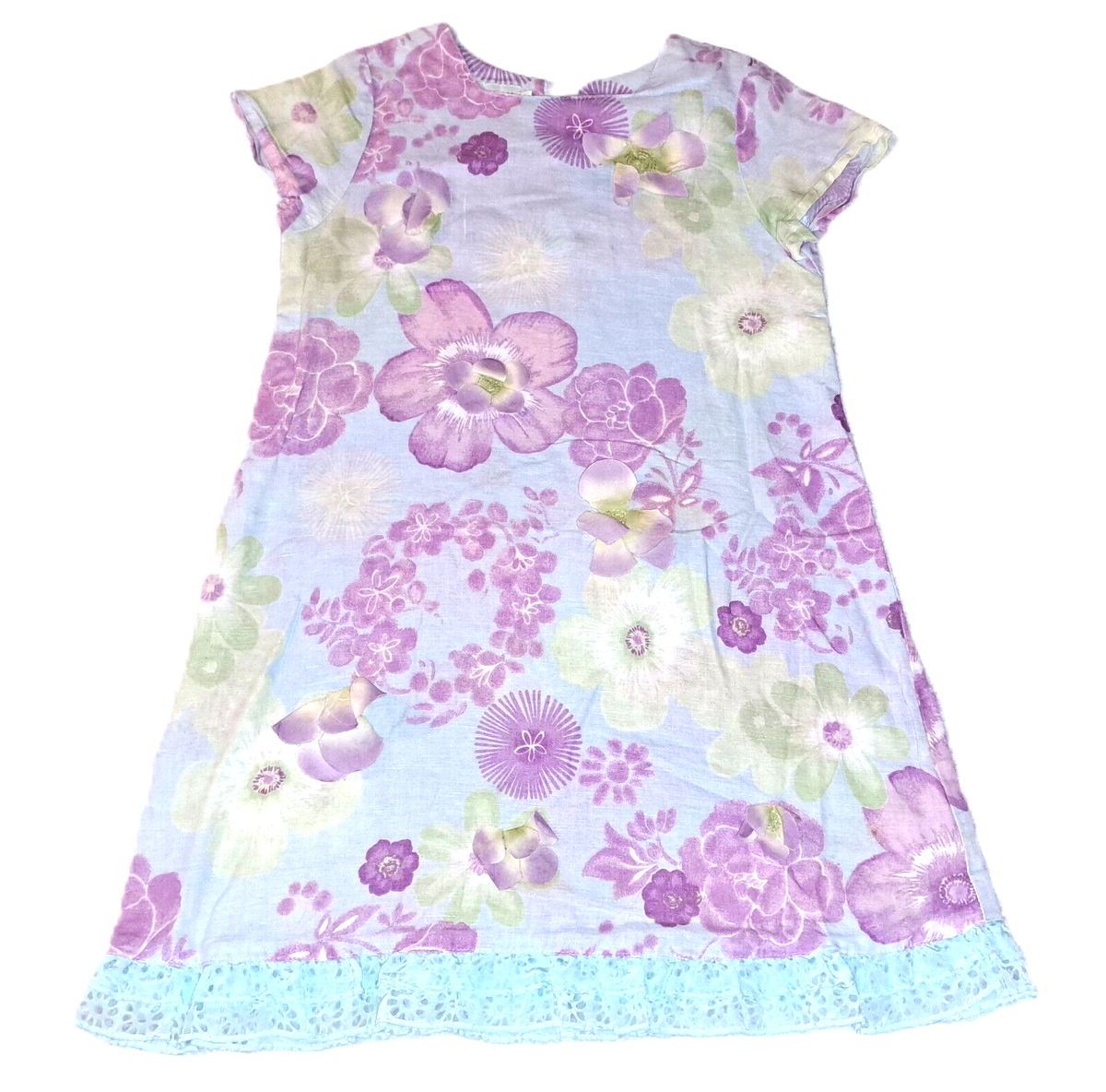 Girls BABY LULU purple blue floral boutique dress 6 6x soft linen Easter  outfit