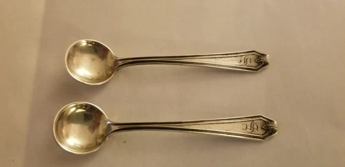 PAIR WHITING GORHAM LADY BALTIMORE STERLING SILVER SALT SPOONS
