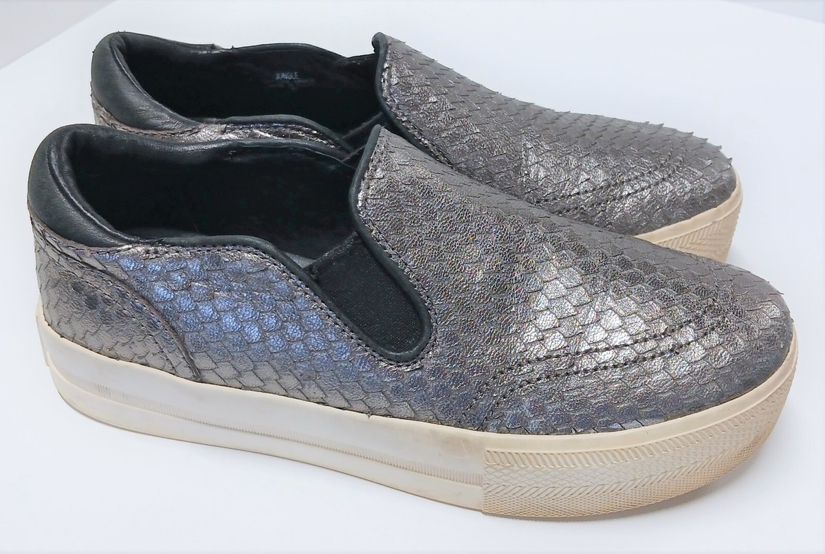 Ash（4点） ASH Jungle Metallic Pewter Snake Embossed Leather Platform Slip On