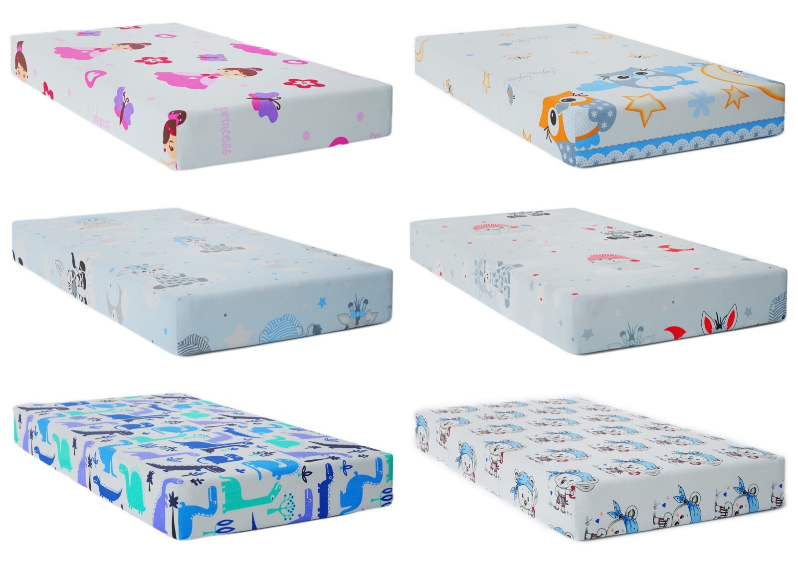 Lenzuolo Lettino Neonato Design Stampato 100% Cotone Materasso 120x60cm