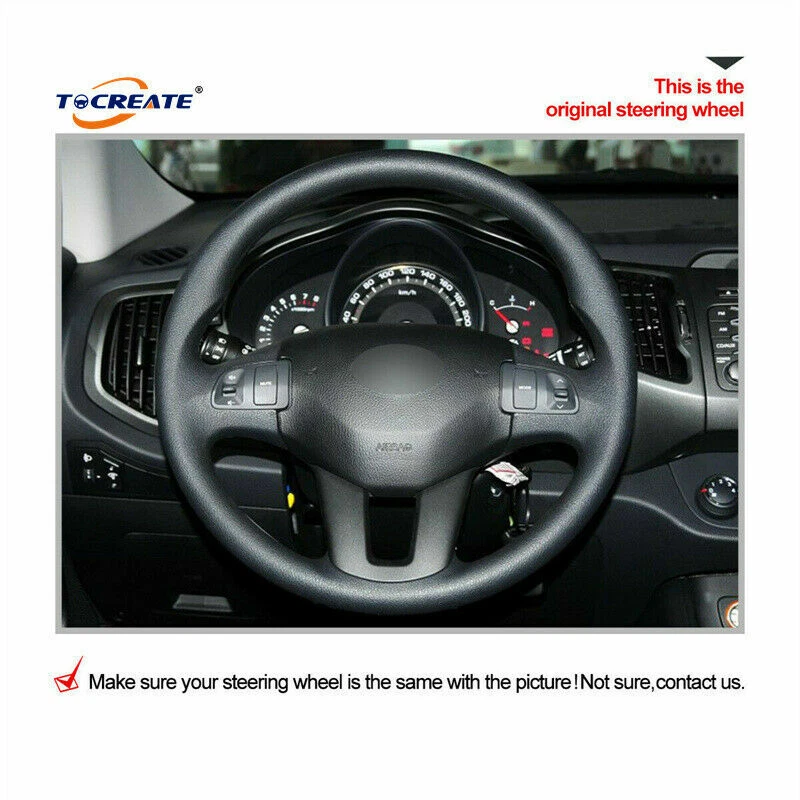 Hágalo usted mismo Cubierta de volante de gamuza de cuero negro para Kia Sportage 3 2011-2015 #TA05 Foto 3 de 4