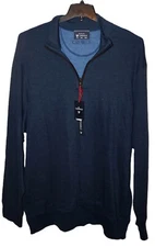 Mens French Rib 1/4 Zip Reversible Sweater by Cremieux XXL Navy Blue & Blue NWT