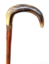 Vintage Antique Child Carved Horn Hardwood Shaft Fancy Walking Stick Cane 23 L