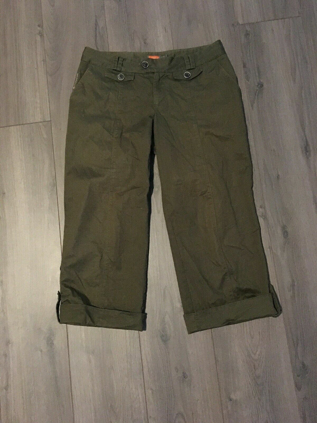 Merrell Pantaloni Crop Misto Lino Verde Taglia 8 Capris Terrosi Hippie Escursionismo