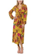 IMAN Global Chic Runway Jersey Dress &TieFront Topper Set Gold Floral
