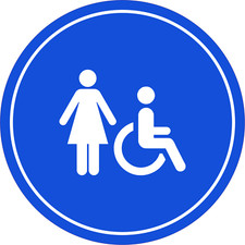 Circle Plus Female Restroom Wall or Door Sign  Easy Installation